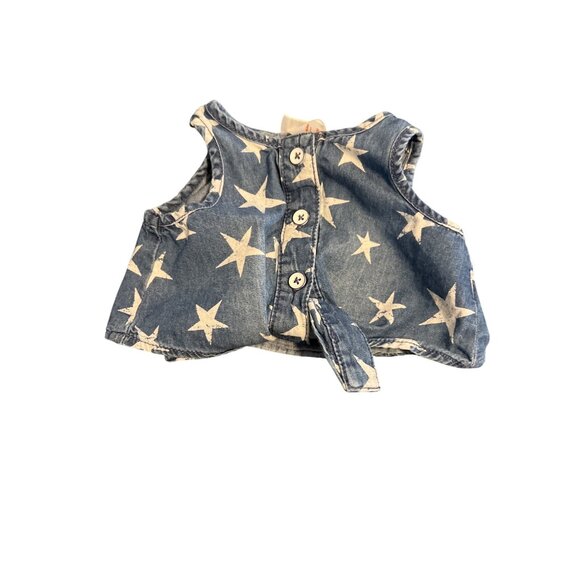 Cat & Jack Baby Infant Denim Tie Front Tank Top Star Design Buttons Sz 3/6 M - Picture 1 of 5
